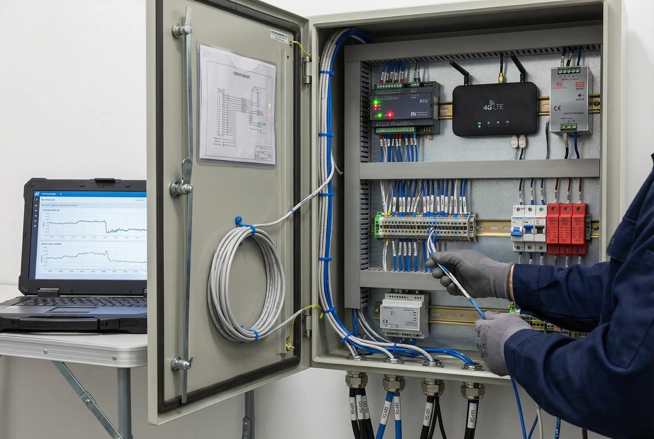 Cabinet Wiring and Commissioning of Surface Water Monitoring Station