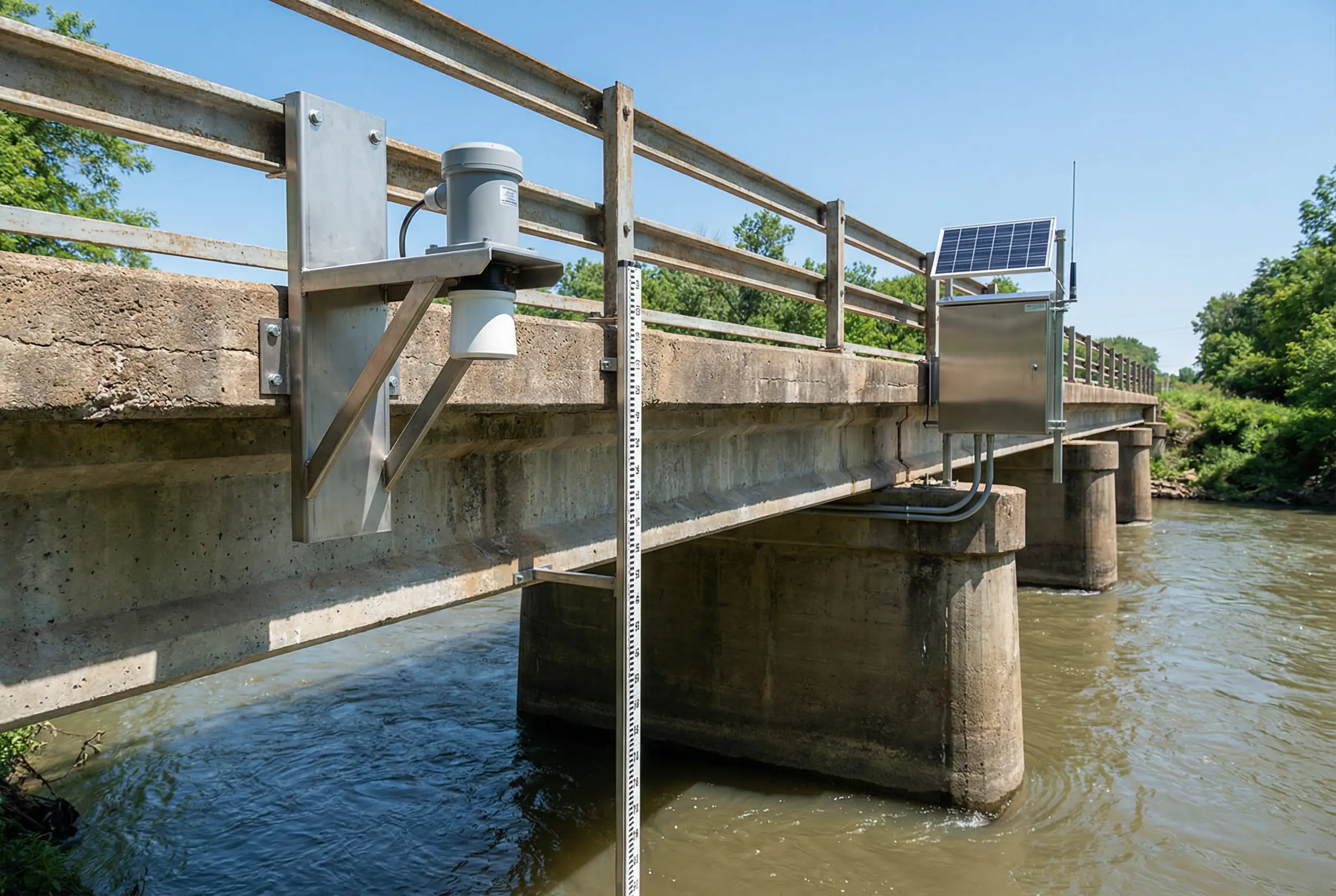 Bridge-Mounted Hydrology Cross-Section Monitoring Station